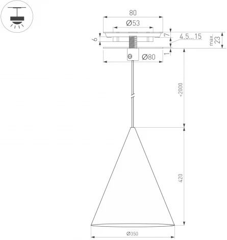 Подвесной светильник SP-MAKOTO-R350-14W Warm3000 (WH, 36 deg, 230V, TRIAC) (Arlight, IP20 Металл) 054412 (LED, на проводе)