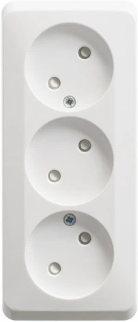 Розетка накладная тройная без заземления со шторками (белый) Systeme Electric Etude PA16-010B