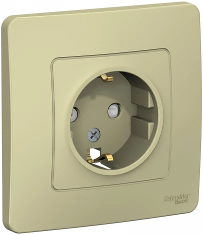 Розетка встраиваемая с заземлением и шторками (бежевый) Systeme Electric Blanca BLNRS001117