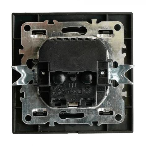 Розетка с заземлением и USB Type A+С (черный) Stekker Эрна 50078