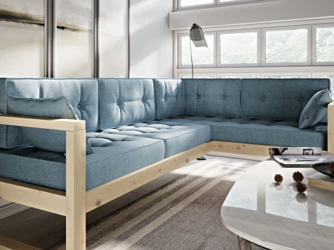 Диван Arsko Астер У сосна голубая рогожка