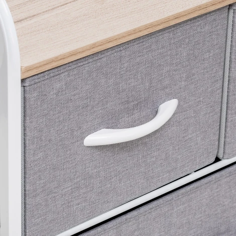 Комод Leset Ноа широкий, Каркас Белый, Светло-серый Leset (Искусственный лен/Светло-серый) арт.2500000183478