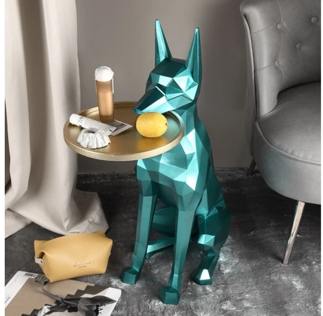 Большая статуэтка-столик Дог с подносом зеленая MY iNTERNO MY-D122