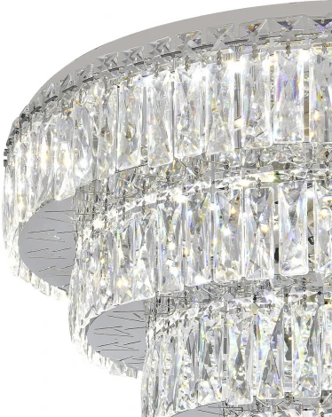 Потолочная люстра ярусная Escada Sublime 562/A LED 96Вт+4х40Вт Е14, 3000-6000К, ПДУ, изменение цветовой температуры, металл/хрусталь, хром/прозрачный (регулировка яркости, 220V)