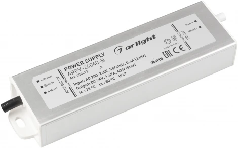 Блок питания ARPV-24040-B (24V, 1.7A, 40W) (IP67 Металл) 020417 Arlight ARPV
