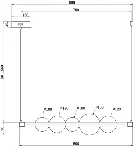 Подвесной светильник Freya Glaze FR5396PL-L11BS (LED, 220V, на тросе, шарики)