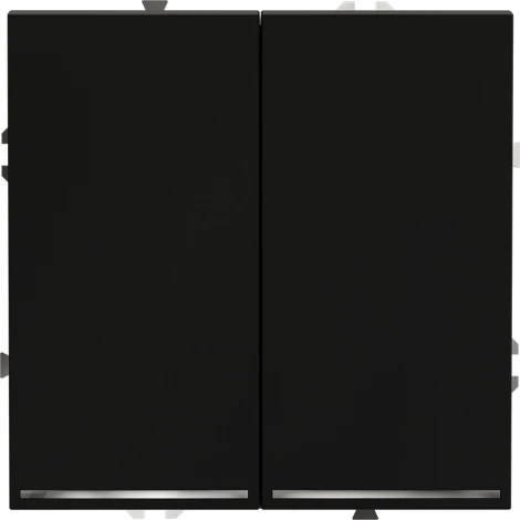 Проходной переключатель двухклавишный с подсветкой (черный матовый) Voltum S70 VLS020408