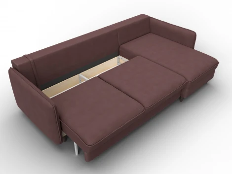 Диван угловой Лига-064 НПБ угол универсальный (ДСП/Дерево/Замша/Бордовый) Лига Диванов 129636