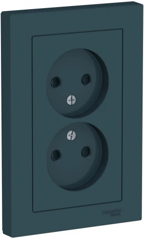 Розетка встраиваемая двойная без заземления со шторками (изумрудный) Systeme Electric AtlasDesign ATN000822