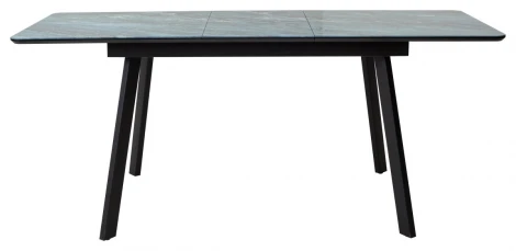 Стол АРУБА 140 АКВАМАРИН, стекло/ ЧЕРНЫЙ каркас