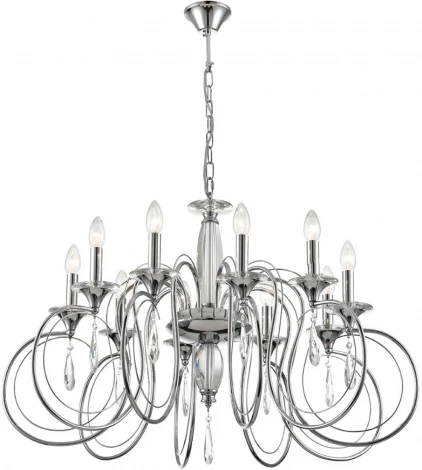 Подвесная люстра Lumion Laoka 8032/10 хром, металл/хрусталь Е14 10*40W 220V (подвески, на цепи, подсвечник, свеча)