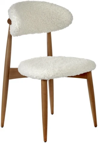 Стул Lucas белый искусственный мех с ножками цвета орех Bradex Home арт.RF 0685