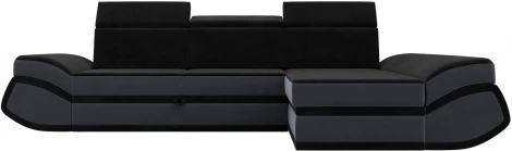 Диван угловой Лига-032 правый угол (Черный,Серый/Велюр) Лига Диванов арт.121648