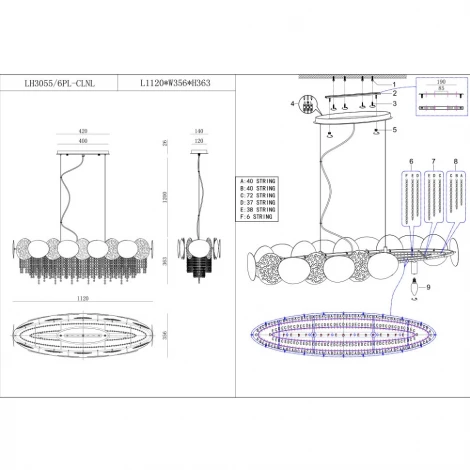 Подвесная люстра Lumien Hall Tesiya LH3055/6PL-CLNL