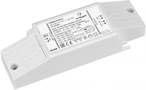 Блок питания ARJ-SP-34-PFC-1-10V-INS (34W, 500-800mA) (Arlight, IP20 Пластик, 5 лет) 027584