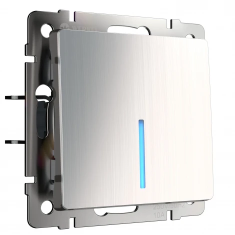 Выключатель одноклавишный проходной с подсветкой (глянцевый никель) Werkel W1112102 (a051087)