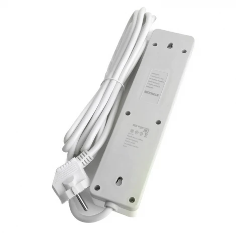 Сетевой фильтр 3-х местный с заземлением 5 метров (белый) Stekker Optima 50088