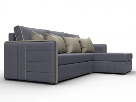 Диван угловой Лига-078 угол универсальный (ДСП/Пластик/Экокожа/Серый,Бежевый) Лига Диванов 130985