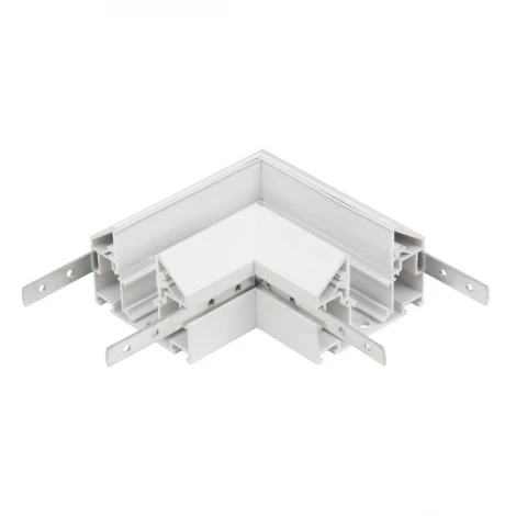 Угловой соединитель горизонтальный для шинопровода с закладным профилем белый для натяжного потолка ПВХ 48V AM Group MAGNET AM538 WH