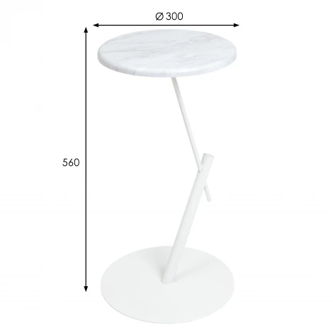 Стол приставной круглый МеталлАрт М015 белый мрамор/белый Mebelik 009508