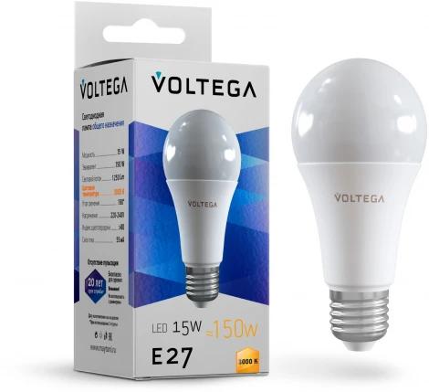 Светодиодная лампа Simple A60 15W 3000K E27 Voltega General purpose bulb 15W 7246