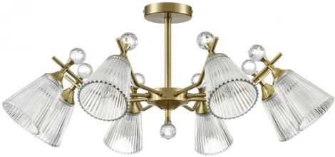 Потолочная люстра на штанге Lumion Aurica 8046/8C латунь/прозрачное стекло Е14 8*40W 220V