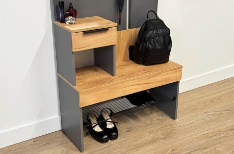 Прихожая Баско Mebelson (ЛДСП/Графит,Дуб крафт золотой) арт.173779,3319