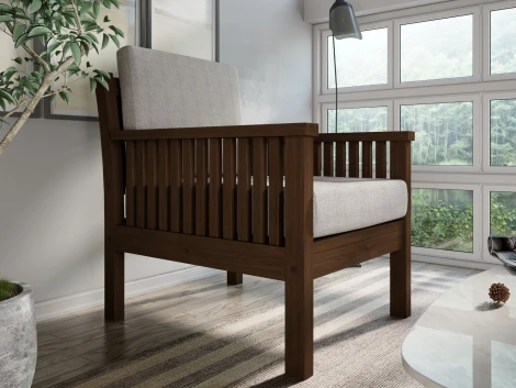 Кресло Arsko Норман орех серая рогожка