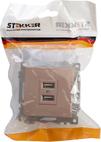 Розетка с USBх2 (шампань) Stekker Катрин 39602