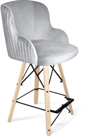 Стул полубарный Sheffilton SHT-ST39-1/S80-1 серое облако/прозрачный лак/черный муар от фабрики Sheffilton