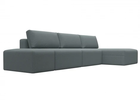 Диван угловой модульный с пуфом Лига-060 НПБ Лонг угол универсальный (ЛДСП,Брус,Фанера/Пластик/Рогожка/Серый) Лига Диванов 129720