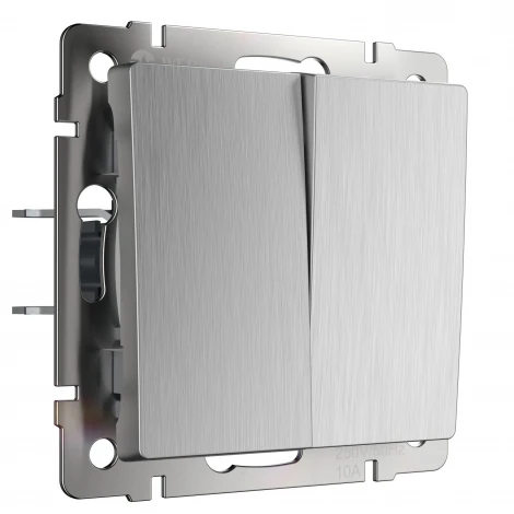 Выключатель двухклавишный проходной (cеребряный рифленый) Werkel W1122009 (a051357)