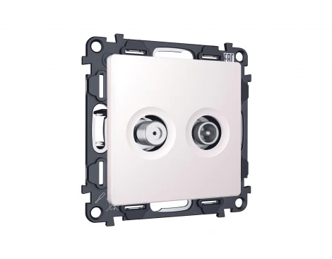 Комплект механизма ТВ-розетки+SAT встраиваемый (жемчуг) Ambrella Volt QUANT MA213310