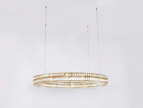 Подвесной светильник Newport 10120 10124+4/S gold (220V, хрусталь, на тросе, круглые, кольцо)