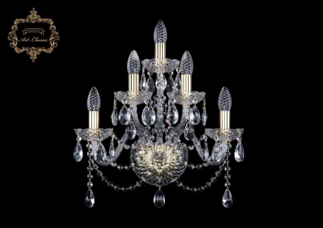 Бра Art Classic 10.12 10.12.2+2+1.165.Gd.Sp (220V, хрусталь, подвески, подсвечник, свеча)