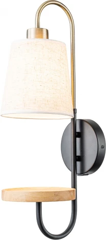 Бра Escada Aspen 582/1A 1x40Вт E14, металл/дерево/ткань, античная бронза/черный/дерево