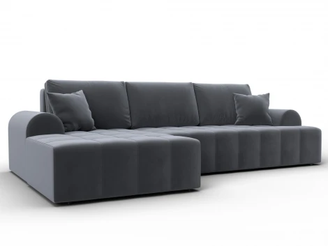 Диван угловой Лига-080 угол левый (ДСП/Пластик/Велюр/Серый) Лига Диванов 134748L