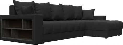 Диван угловой с декором и полкой Лига-050 НПБ Лига Диванов (Замша) арт.128614