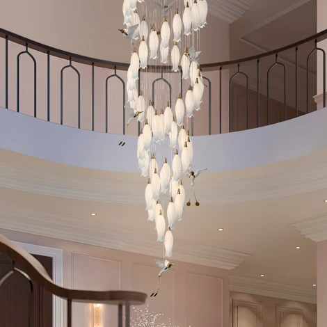 Потолочная люстра каскадная водопад (цветы, птички) Cloyd Argana 11240 (220V, цветы, птички)