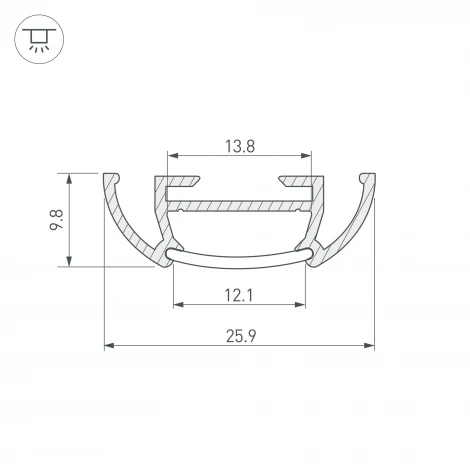 Профиль TS-A-2000 (CT) ANOD (Алюминий) 016943 Arlight