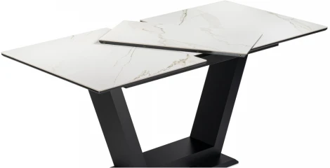 Стол на тумбе Woodville Иматра 140х80х76 белый мрамор / черный 532384