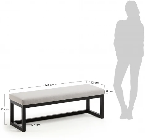 Банкетка La Forma (ex Julia Grup) Loya (Черный,Серый/ Пена,ДСП,Дерево,Бук)