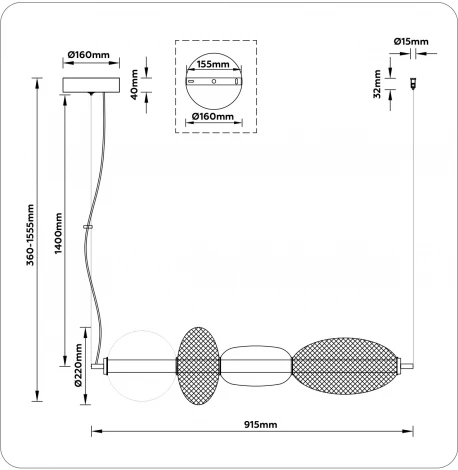Подвесной светодиодный светильник Ambrella High Light LH11010 (220V, на тросе)
