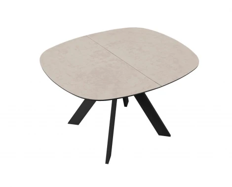 Стол DikLine BK100 Керамика Krater Perla (бежевый матовый)/подстолье черное/опоры черные