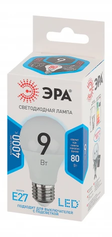 Лампочка светодиодная E27 9W ЭРА LED A60-9W-840-E27