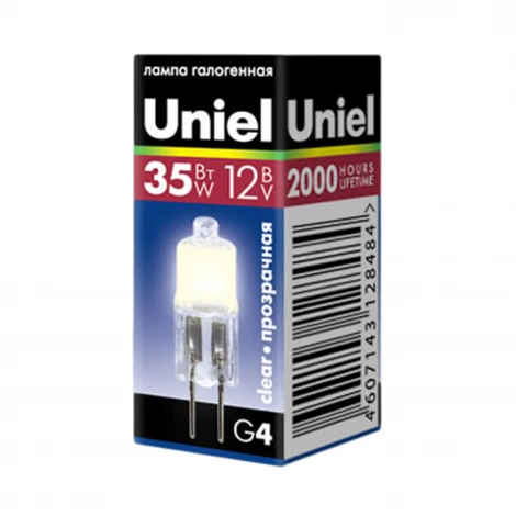 Лампочка галогенная капсульная прозрачная G4 35W Uniel JC-12/35/G4 CL