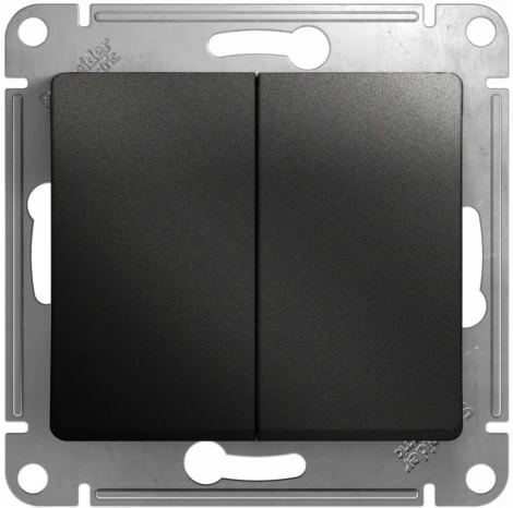 Выключатель встраиваемый двухклавишный (антрацит) Systeme Electric Glossa GSL000751