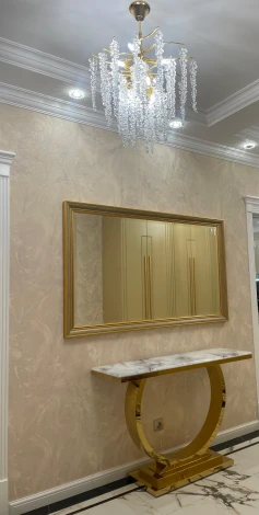 Стол-консоль IST-CASA Лира IST-806,120х40х76 см, небесный белый/золотой