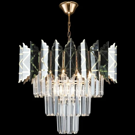 Подвесная люстра каскадная Reluce 02202-0.4-05 FGD+BK (хрусталь, на цепи)