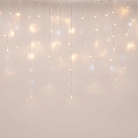Бахрома светодиодная с эффектом мерцания, 25м. соединяемая, 440 светодиодов, теплый белый и белый свет Uniel ULD-B25006-440/TTK WARMWHITE-WHITE IP44
